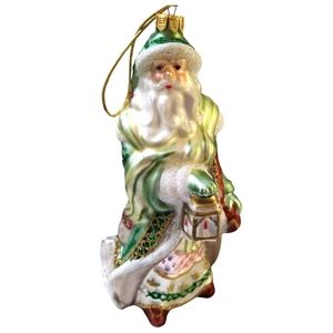 Fitz & Floyd Gregorian Large Santa Christmas Ornament 19/1608 Blown Glass 8 inch